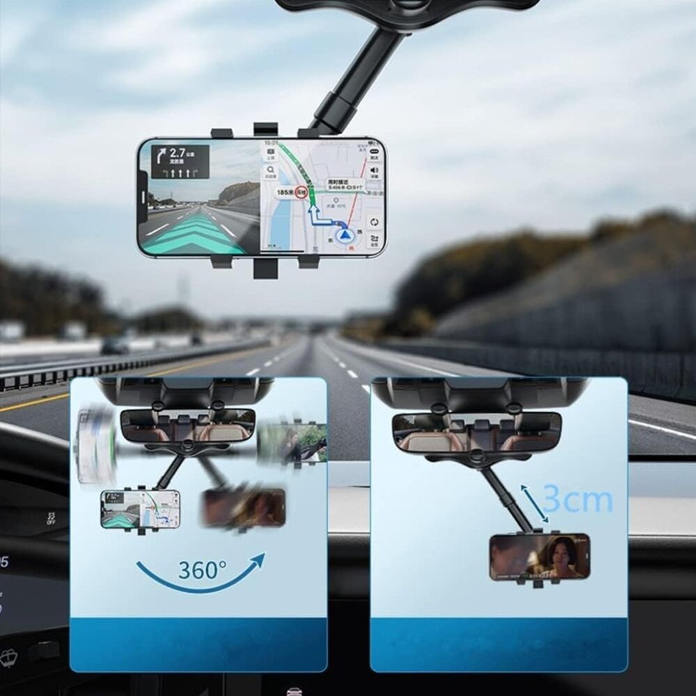Rotatable and Telescopic Car Phone Holder Compatible with All Smartphones Used